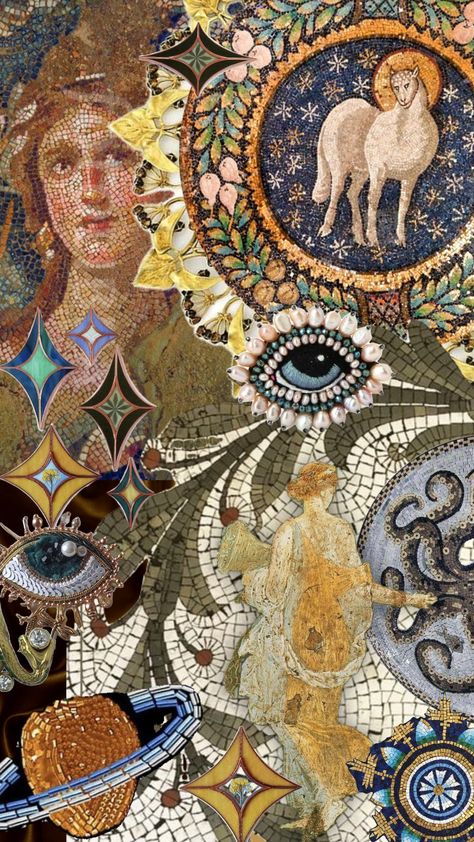 Art History Collage, Mosaic Aesthetic, Mosaic Collage, Art Journal Inspo, Mosaic Wallpaper, Nature Vibes, Wallpapers Widgets, Vibes Art, Vibes Wallpaper