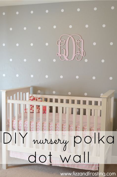 DIY Polka Dot Wall  #diy #polkadot #accentwall Kids Bathroom Girls, Polka Dot Nursery, Baby Decor Diy, Baby Nursery Diy, Baby Room Diy, Polka Dot Walls, Trendy Baby Nursery, Diy Nursery