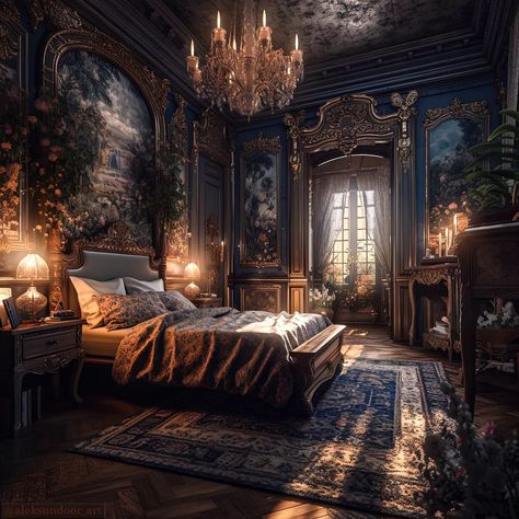 Dark Academia Castle Bedroom, Dark Academia Mansion Bedroom, Prince Bedroom Aesthetic, Castle Bedroom Dark, Gothic Mansion Bedroom, Dark Academia Interior Design Bedroom, Fantasy Bedroom Medieval, Dark Castle Bedroom, Castle Bedroom Aesthetic