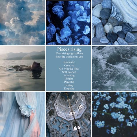 Ascendant In Pisces, Pisces Ascendant Aesthetic, Pisces Rising Style, Pisces Rising Sign, Pisces Rising Aesthetic, Astrology Branding, Rising Pisces, Pisces Ascendant, Zodiac Chart