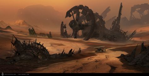 Crash site by Jose Vega on ArtStation. Sci Fi Desert, Apocalyptic Aesthetic, Aesthetic Desert, Apocalypse Landscape, Desert Planet, Planet Art, Post Apocalyptic Art, Key Frame, Apocalypse Art