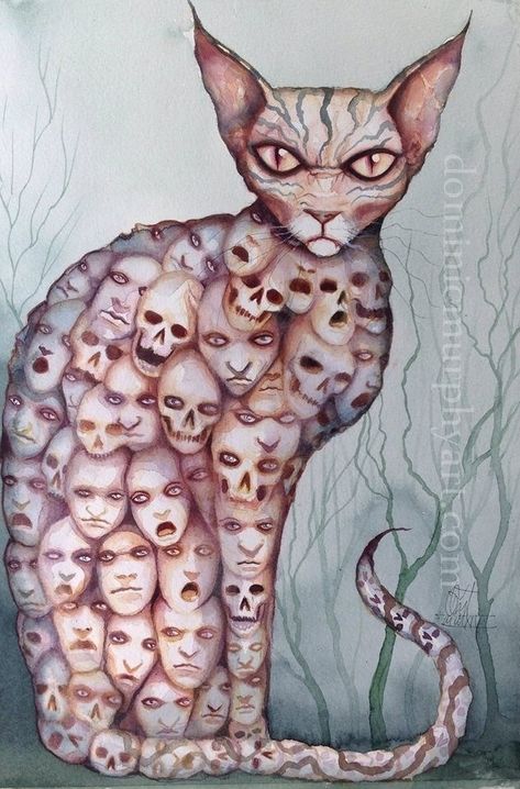 Dominic Murphy, Soul Collector, Evil Witch, Halloween Everyday, Witch Cat, Sphynx, Original Watercolor Painting, Watercolour Painting, Dark Side