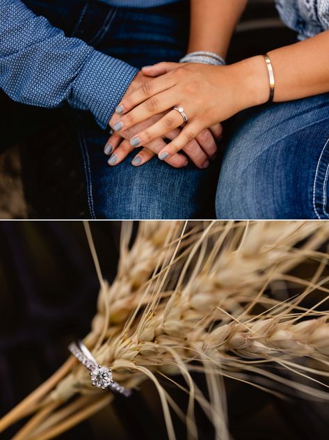 Farming Engagement Pictures, Wheat Field Couple Pictures, Fall Farm Engagement Photos, Tractor Engagement Pictures, Farm Proposal Ideas, Farmer Engagement Pictures, Wheat Field Engagement Pictures, Engagement Photos Farm, Barn Engagement Pictures