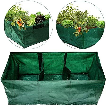 28 Gallon Exlarge Plastic Raised Planting Bed with 3 Compartments- 3 Divided Grids Rectangle Garden Grow Bag Potato Tomato Planter Pot Containers for Vegetables Plant Flowers Growing (Dark Green) Tomato Planter, Plants For Raised Beds, Vegetable Planters, Planter Bags, Flowers Growing, Barrel Planter, Grow Bags, Ceramic Flower Pots, Container Flowers