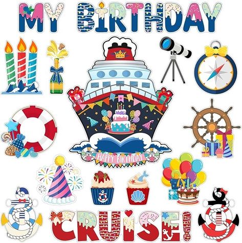 Amazon.com: XLSXEXCL 16 Pcs Birthday Cruise Door Decorations Magnet Stickers, Cute Captain Sea Navigation Car Door Decors Magnetic Cruise Accessories Must Haves for Birthday Carnival Party Supplies Favors : Home & Kitchen Disney Cruise Birthday Door Decorations, Birthday Door Decorations, Sea Theme Party, Cruise Door Decorations, Cruise Magnets, Cruise Design, Cruise Accessories, Disney Cruise Door, Birthday Door