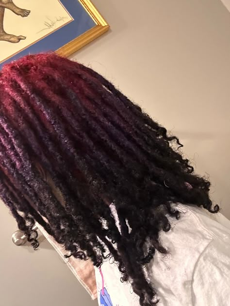 Colored Roots Locs, Dark Purple Locs Black Women, Loc Hair Dye Ideas, Colorful Locs, Loc Colors, Dyed Dreads, Colored Locs, Dreadlocks Hair Care, Loc Ideas