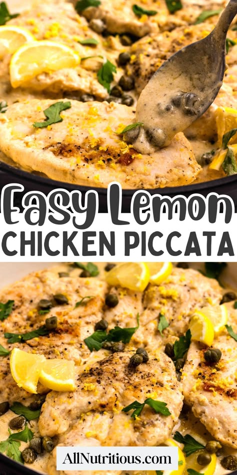 If you need healthy chicken recipes perfect for quick keto meals, this is for you! It's one of the easiest high protein dinners that's both satisfying and simple to make for your keto meal plan. Light Keto Dinner Recipes, Low Calorie Recipes High Protein, Healthy High Protein Meals Dinners, High Protein Low Carb Recipes Dinner, Quick Keto Meals, Lemon Chicken Piccata, 400 Calorie Meals, High Protein Dishes, Chicken Piccata Recipe