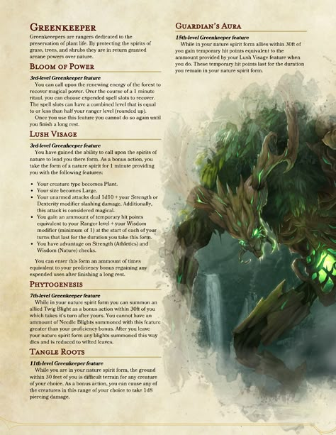 Ranger subclass for Dungeons and Dragons 5e by DaisyTheMage Subclasses 5e, Dnd Feats, Ranger Dnd, Dnd Druid, Dragons 5e, Dnd Stories, Pathfinder Character, Dnd Classes, Dnd Races