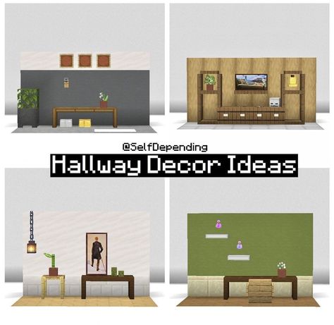 Decorating Ideas For The Home Minecraft, Minecraft Hallways Ideas, Hallway Minecraft Ideas, Minecraft Entry Way Interior, Hallway Ideas Minecraft, Minecraft Hallway Decor, Minecraft Building Aesthetic, Minecraft Interior Decoration Ideas, Minecraft Hallways