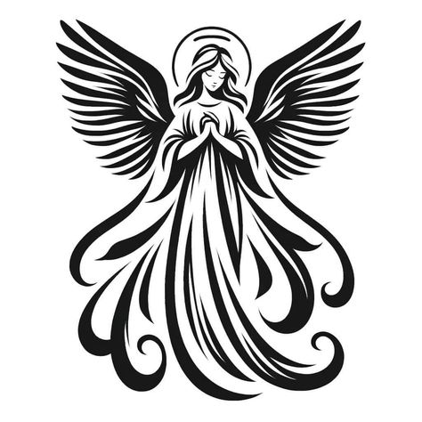 Christus Tattoo, Angel Cartoon, Angel Svg, Angel Wings Drawing, Traditional Tattoo Designs, Free Angel, Tattoo Sleeves, Owl Tattoo Design, Wreath Drawing