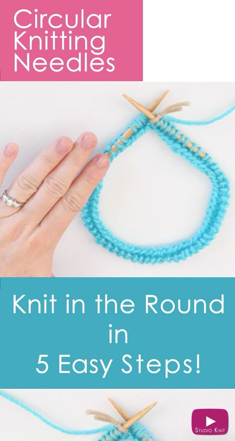 How to Knit on Circular Needles in 5 Easy Steps for Beginning Knitters with Studio Knit | Watch Free Knitting Video Tutorial Circular Knitting Patterns, Diy Tricot, Knitting Videos Tutorials, Studio Knit, Knitting Help, Knitting Basics, Knitting Instructions, Knitting Videos, How To Start Knitting