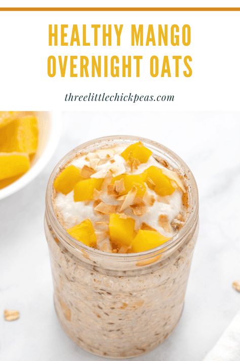 Creamy mango overnight oats with a twist! We’re adding allspice and cinnamon for some extra flavor to these healthy and nutritious oats. They’re just perfect for an on-the-go breakfast for school or work. Mango Recipes Breakfast, Breakfast For School, Mango Overnight Oats, Mango Oatmeal, Easy Overnight Oats, Oat Recipes Healthy, Overnight Oats Recipe Healthy, Overnight Oats Healthy, Overnight Oatmeal