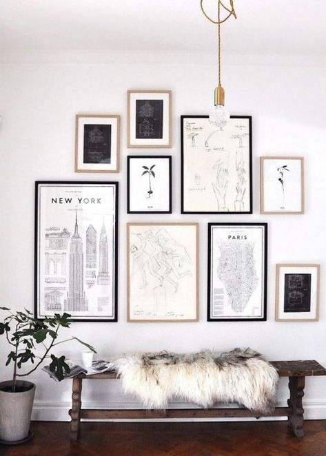 19 Tips for Creating a Gorgeous Black and White Gallery Wall – SheKnows White Living Room Decor, Perfect Gallery Wall, Entry Decor, Gallery Wall Inspiration, Interior Deco, Wall Gallery, Inspiration Wall, Art Deco Interior, New Wall