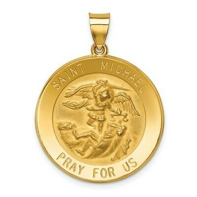 (eBay) 14K Yellow Gold Round Patron Saint St. Michael Medal Charm Necklace Pendant St Michael Medal, St Michael Pendant, Round Wedding Band, Saint Michael, Gold Satin, Gold Price, Gold Polish, St Michael, Fine Jewelry Gift