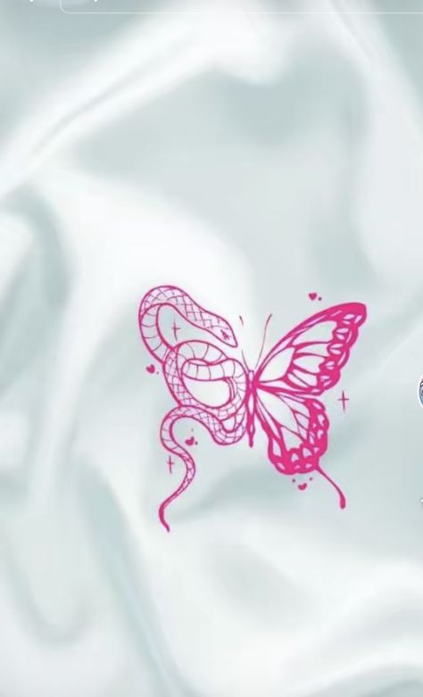 Cute Girly Tattoos Small Pretty, Butterfly Tattoo Pink, Pink Butterfly Tattoo, Tattoo 2023, Pink Tattoo, Love Pain, Butterfly Tattoos, Different Tattoos, Acrylic Nails Coffin Pink