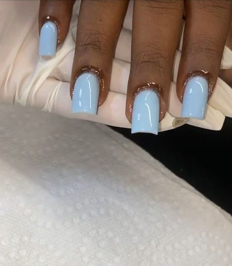 Soft Color Nails Simple, Cute Nails On Brown Skin, Blue Shorties Acrylic Nails, Best Acrylic Nails Blue, Clear Blue Acrylic Nails, Nails Long Acrylic, 2022 Nails, Cute Short Nails, Milky Nails