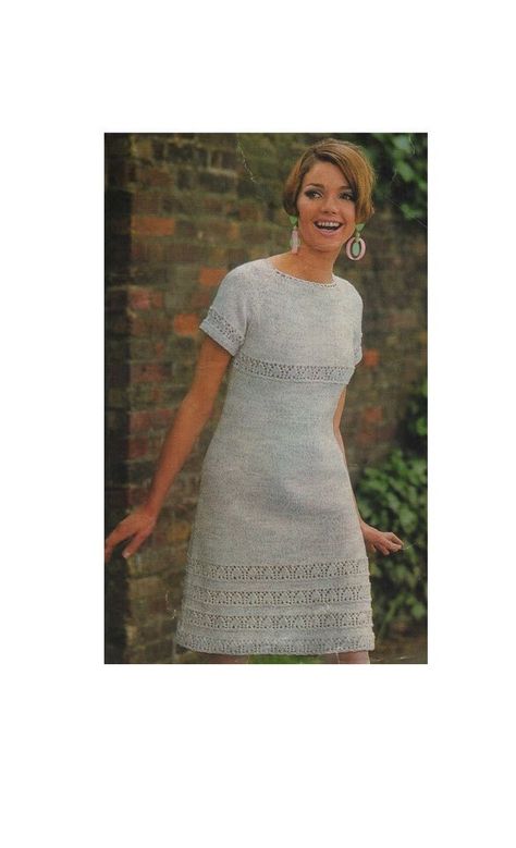 Knitted Dress Pattern, Diy Granny Square, Dress Pattern Vintage, Kids Sweater Pattern, Dress Knitting Pattern, Autumn Crochet, Dress Knitting, Knitting Patterns For Women, Pattern Beauty