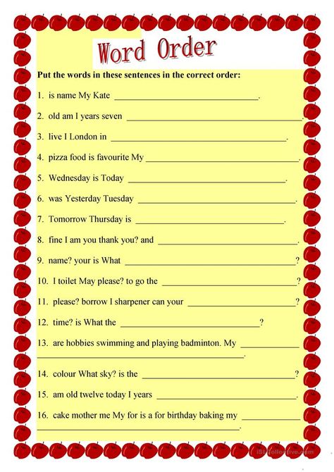 Sentence structure - English ESL Worksheets Sentence Structure Worksheets, English Conversation Worksheets, Sentence Grammar, Teaching Sentence Structure, Teaching Sentences, Sentence Building Worksheets, English Grammar For Kids, Sequencing Worksheets, Sentence Correction