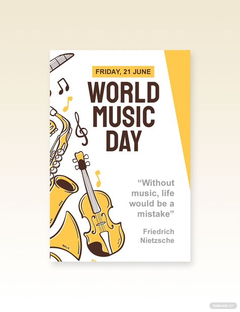 Free World Music Day Pinterest Pin Template #AD, , #sponsored, #Music, #World, #Free, #Day, #Template Physics Questions, Teachers Day Poster, World Music Day, Music Day, Day Template, Happy Father Day Quotes, Birthday Captions Instagram, Pin Template, Best Friend Song Lyrics