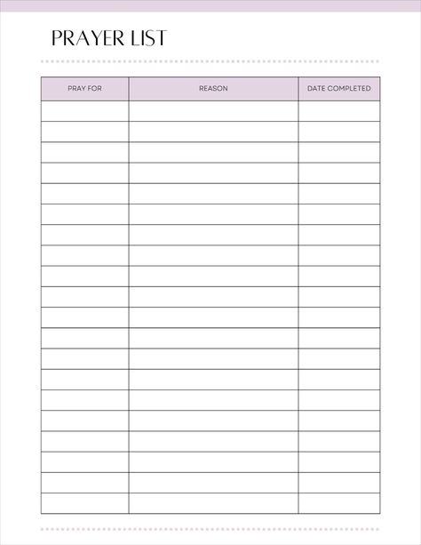 This printable prayer list is perfect for keeping track of and organizing your prayers and prayer requests. This prayer log comes in 8 different colors. You can pick your favorite or use as many as you need to color-coordinate by category. Print and write with US Letter (8.5x11 inch) or fill on your digital tablet with A4 (210 x 297 mm). Prayer List Template, Faith Journal, Printable Prayers, List Planner, Prayer Requests, Prayer List, Writing Inspiration Prompts, Digital Tablet, Prayer Journal