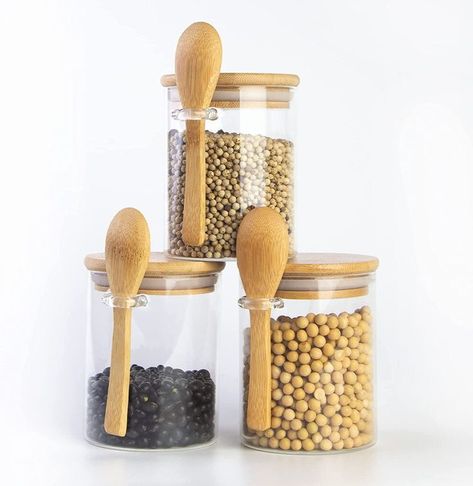 Toples Kaca, Coffee Grain, Glass Kitchen Canisters, Glass Storage Containers, Condiment Holder, Glass Storage Jars, Plastic Container Storage, Kitchen Storage Containers, Glass Food Storage