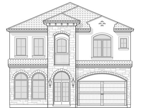 Two Story House Plan E0238 Two Story Home Plans, Design Brief Template, House Design Drawing, Modern Residential Architecture, Unique House Plans, House Plans With Photos, Mediterranean House Plans, Two Story House Plans, Two Story House