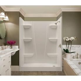 A2 White 4-Piece Alcove Shower Kit (Common: 60-in x 30-in; Actual: 60-in x 30-in) at Lowes.com Shower Wall Kits, Shower Wall Panels, Shower Units, Shower Surround, White Shower, Custom Shower, Shower Kits, Wall Finishes, Smooth Walls