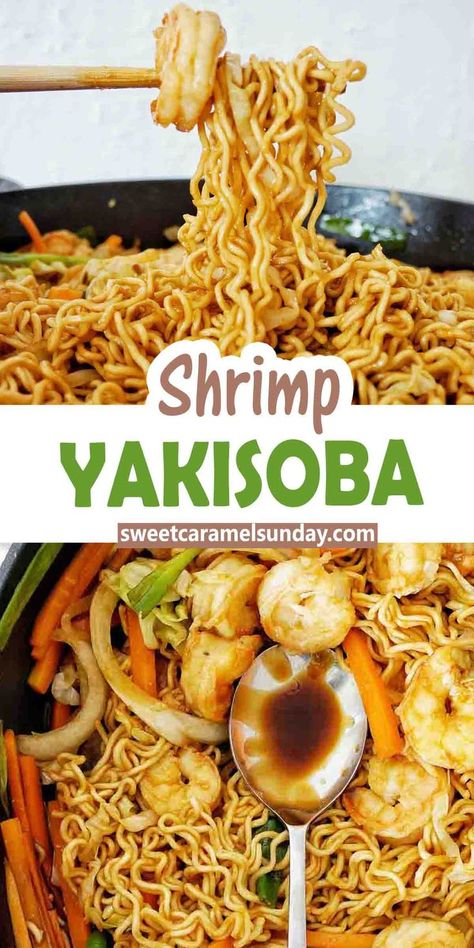 Shrimp Yakisoba, Yaki Soba Noodles, Shrimp Stir Fry Recipes Noodles, Yaki Soba Recipe, Shrimp Stir Fry With Noodles, Yakisoba Noodles, Shrimp Yakisoba Recipe, Yakisoba Noodles Recipe, Shrimp Noodles Recipes