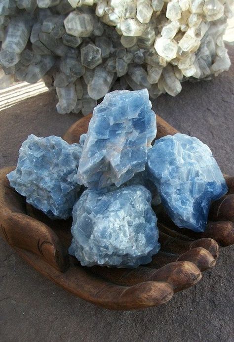 Moon Crystal Aesthetic, Blue Calcite Crystal, Pretty Crystals, Crystal Vibes, House Blessing, Crystal Aesthetic, Crystal Formations, Blue Calcite, Pretty Rocks