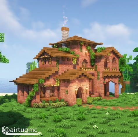 Pretty House Minecraft, Jungle Minecraft Houses, Beach Kingdom, Minecraft Jungle House, Mc Houses, Minecraft Beach House, Minecraft Small House, Minecraft Houses Survival, Minecraft House Plans