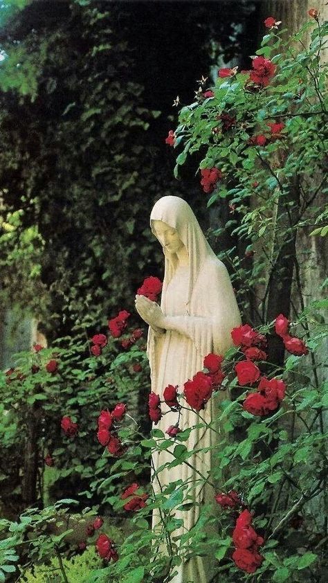 Marian Garden, Mary Garden, Sacred Garden, Prayer Garden, Baba Jaga, Summer Board, Blessed Mary, Heart Of Mary, Mary Statue