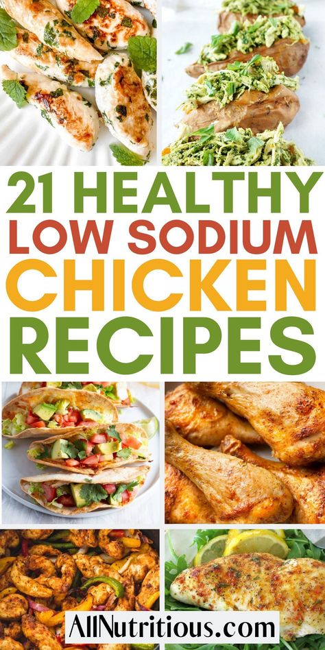 Explore savory chicken dinner recipes perfect for quick and easy meals. Low in sodium and great for your healthy meal plan to help you meet your weight loss goals. Full of flavors, they'll transform your dinner table into a nutrition powerhouse without compromising on taste. Indulge in these delicious, heart-healthy dishes that put your wellness first. Chicken Recipes Low Sodium, Low Sodium Chicken Breast Recipes, Low Sodium Chicken Recipes, Low Salt Dinners, Heart Healthy Chicken Recipes, Heart Healthy Recipes Low Sodium, Low Salt Recipes, Dash Diet Recipes, Healthy Meal Plan