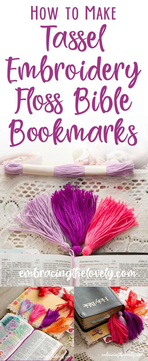 Learn How to Make Tassel Embroidery Floss Bookmarks with Hey Creative Sister Bible Bookmarks, Tassel Embroidery, Bible Journaling For Beginners, Bookmark Crochet, How To Make Tassels, Bible Bookmark, Tassel Bookmark, Diy Bookmarks, Embroidery Gifts