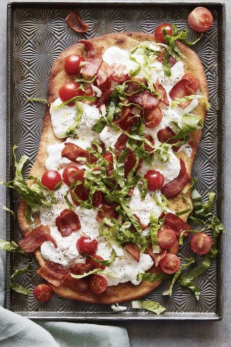 Flatbread Burrata, Blt Flatbread, Tomato Flatbread, Flatbread Pizza Recipes, Grilled Flatbread, Whats Gaby Cooking, Super Bowl Recipes, Flatbread Recipe, Cooking Products