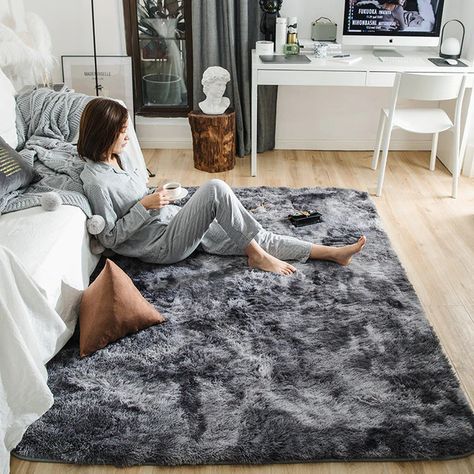 Motley Plush Carpets For Living Room Soft Fluffy Rug Home Decor Shaggy Carpet Bedroom Sofa Coffee Table Floor Mat Cloakroom Rugs Area Rug Dining Room, Desain Pantry, Bedroom Table, Velvet Carpet, Plush Carpet, Fluffy Rug, Plush Rug, Grey Carpet, Soft Carpet