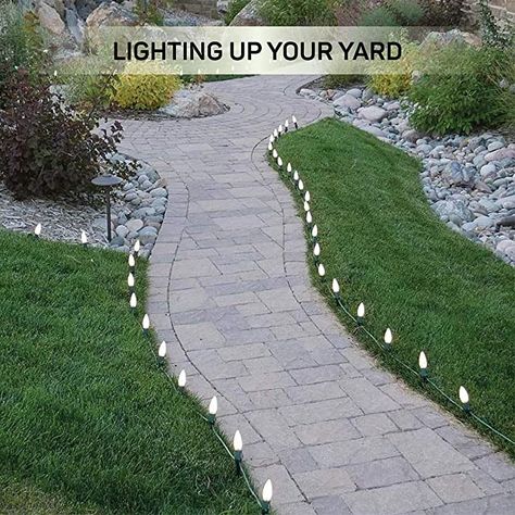 Christmas Lights For Driveway, Driveway Christmas Lights, Pathway Christmas Lights, Christmas Light Stakes, Universal Christmas, Christmas Pathway Lights, Christmas Light Clips, Solar Flower Lights, Walkway Lighting