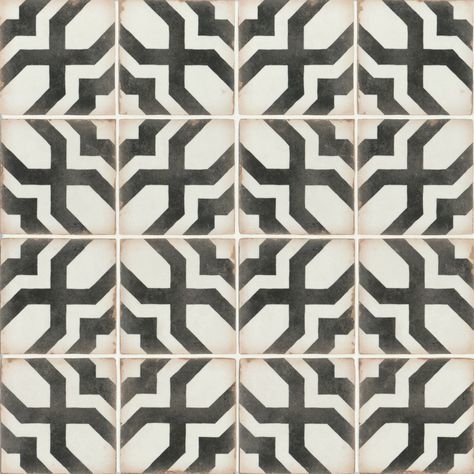 African Ceramics, Black And White Tile, Bedrosians Tile, Glazed Ceramic Tile, Matte Ceramic, Merola Tile, Spanish Revival, Ceramic Floor, Rustic White