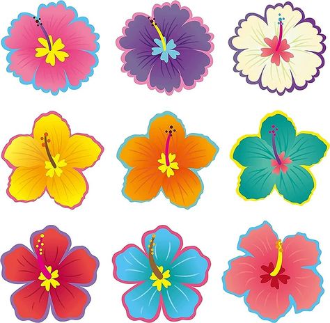 Amazon.com: BeYumi 45 Pcs Summer Luau Hibiscus Flower Cutouts Bulletin Board Decorations Set Creative Wall Decals Art Décor for Classroom School Spring Summer Tropical Hawaiian Themed Birthday Party Baby Shower : Electronics Hawaii Crafts, Birthday Bulletin Boards, Birthday Bulletin, Hawaiian Party Decorations, Bulletin Board Decor, Flower Icons, Seasonal Displays, How To Make Paper Flowers, Board Decoration