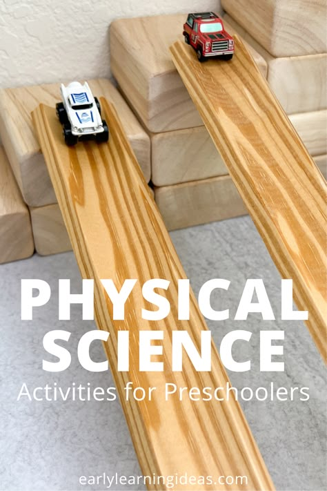 Bring physical science concepts down to a preschool level with these fun and easy physical science activities for preschoolers. Perfect for your kids in preschool, pre-k,and kindergarten science centers. From ramps, catapults, pom-pom drops, magnet activities and more, these activities are perfect for your science units and lesson plans in the spring, summer, fall, and winter. Easy to prep and easy to teach activities. Teach Activities, Science Sorting Activities, Transportation Science, Science Activities For Preschoolers, Ece Resources, Leaf Activities, Prek Science, Physical Science Activities, Motion Activities