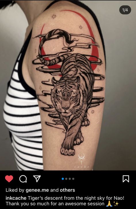 Tiger Tattoos For Women, Tiger Tattoo For Women, December Tattoo, Japanese Tiger Tattoo, Tiger Tattoo Sleeve, Small Girly Tattoos, Hip Thigh Tattoos, Hand Tattoos For Girls, Tiger Tattoo Design