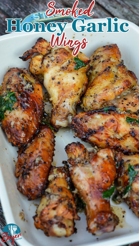 These Smoked Honey Garlic Wings are packed with flavor! Sweet, savory, and smoky, they're perfect for BBQs or game day. Easy to make with tips on smoking, storing, and reheating for the best results. Try them today! #SmokedWings #HoneyGarlicWings #BBQWings #WingRecipes #SmokerRecipes #GameDayFood Honey Garlic Glaze, Honey Garlic Wings, Smoked Honey, Honey Wings, Best Chicken Wing Recipe, Honey Garlic Chicken Wings, Garlic Wings, Smoked Wings, Garlic Chicken Wings