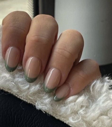 Square Oval Nails, Cowboy Nails, Acrylic Nails Almond Shape, Oval Nails Designs, Gel Nails French, Green French, Squoval Nails, Subtle Nails, Work Nails