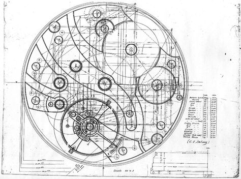 Time Perception, Movement Drawing, Watch Drawing, Blueprint Drawing, Patent Drawing, Patent Art, Patent Prints, Technical Drawing, Compass Tattoo