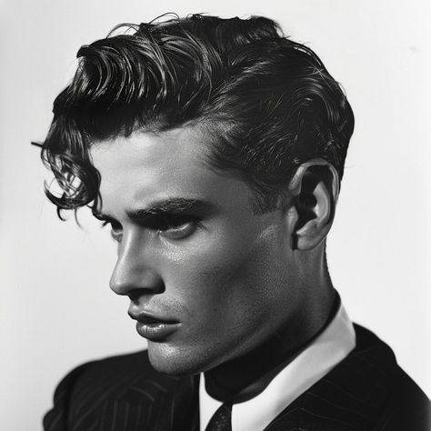 Vintage Men Portraits, 1920s Male Hairstyles, Old Hollywood Male Fashion, Old Fashioned Mens Hairstyles, French Hairstyles Men, 1930s Hair Men, 1940s Hairstyles Men, Vintage Haircuts For Men, 40s Mens Hairstyles