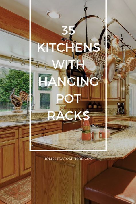 Pot Hangers For Kitchen Over Island, Hanging Pot Holder Kitchen, Pots Hanging Over Island, Hanging Pots In Kitchen Ideas, Hanging Pots And Pans From Ceiling, Ideas For Hanging Pots And Pans, Hanging Pot Rack Decorating Ideas, Copper Pot Rack Hanging, Ceiling Rack Kitchen