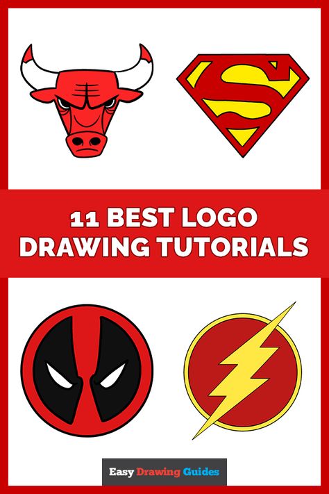 11 Best logo Drawing Tutorials Pinterest Image Logo Drawing Ideas, Drawing Ideas Step By Step, Justice League Logo, Bold Serif Fonts, Deadpool Logo, Baltimore Ravens Logo, Chicago Bulls Logo, Raven Logo, Fun Logo