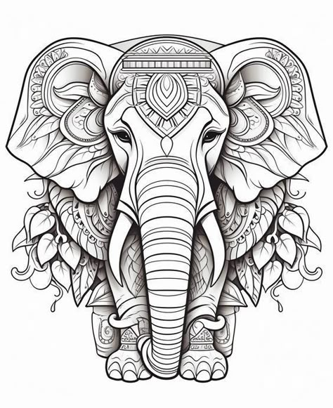 Elephant Mandala Tattoo, Koi Fish Drawing Tattoo, Elephant Head Tattoo, Mandala Elephant Tattoo, Arte Ganesha, Mandala Animals, Elephant Clip Art, Elephant Mandala, Elephant Images