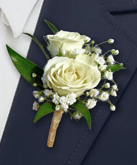 Spray Rose Boutonniere, Spray Roses Boutonniere, Boutineer Wedding, Brides Flowers, Wearable Flowers, Crafted Flowers, White Rose Boutonniere, Prom Corsage And Boutonniere, Boutonnieres Prom