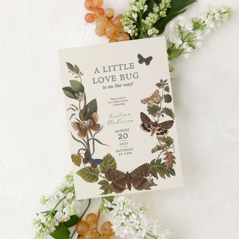 Little Love Bug Baby Shower Invitation Little Bug Baby Shower Theme, Our Little Love Bug Baby Shower Theme, Lovebug Baby Shower Ideas, Little Love Bug Baby Shower Theme, Love Bug Baby Shower Theme, Nature Themed Baby Shower Ideas, Bug Themed Baby Shower, April Baby Shower Ideas, Love Bug Baby Shower