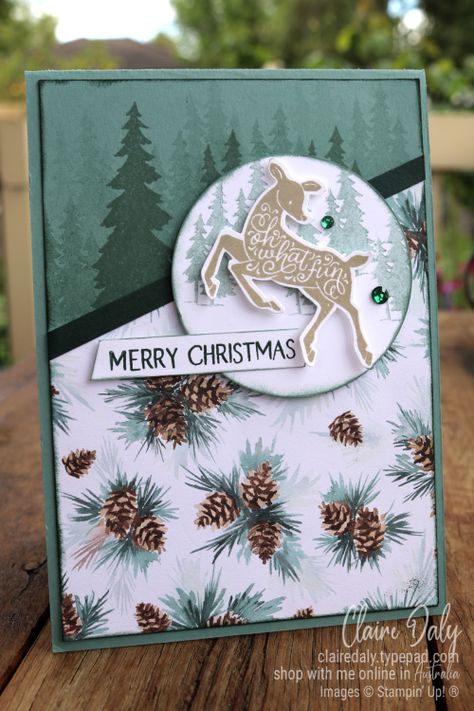 Stampin Up Peaceful Deer, Deer Christmas Cards, Stampin Up Weihnachten, Reindeer Card, Stamped Christmas Cards, Handmade Christmas Card, Christmas Week, Homemade Christmas Cards, Stampin Up Christmas Cards